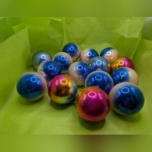 Vintage Shiny Brite Ombre Glass Christmas Ornaments PiColorful Glass Marbles Set
